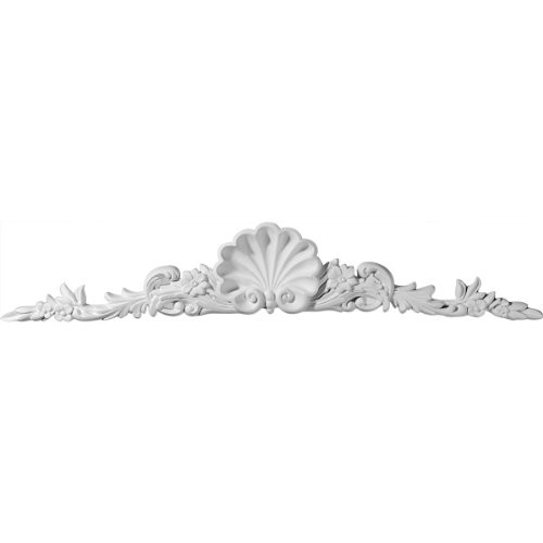 Ekena Millwork ONL34X05X01SH 34 1/2-Inch W X 5 1/2-Inch H X 1 3/4-Inch P Shell Center with Scrolls Onlay