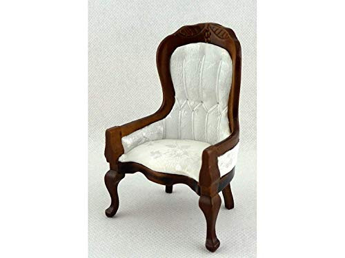 Melody Jane Dolls Houses House Miniature Furniture Victorian White Walnut Gents Salon Chair