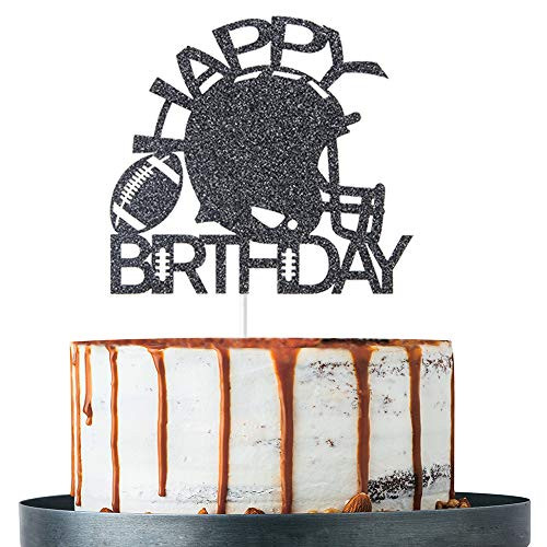 Black Glitter Football Happy Birthday Cake Topper, Football Birthday Party Decoration, Football Theme Happy Birthday Party Supplies Black Glitter Football Happy Birthday Cake Topper, Football Birthday Party Decoration, Football Theme Happy Birthday Party Supplies