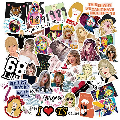 Music Star Taylor Swift Stickers for Water Bottle,50PCS Waterproof Durable Trendy Vinyl Laptop Decal Stickers Pack for Teens, Water Bottles, Computer, Travel Case (Taylor Swift)