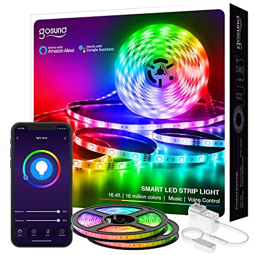 Gosund Smart LED Strip Lights Works with Alexa and Google Home, 32.8ft Smart Tape Light, APP Control, Sync with Music, 5050 RGB Color Changing Lights for Bedroom, TV, Kitchen, Bar, Party