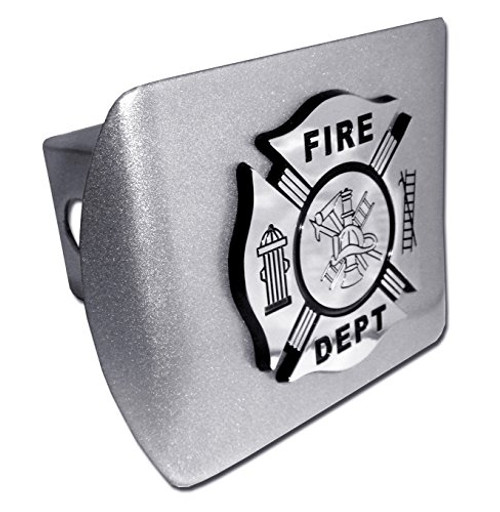 Firefighter (Chrome and Black emblem) on Brushed Metal Hitch Cover Firefighter (Chrome and Black emblem) on Brushed Metal Hitch Cover
