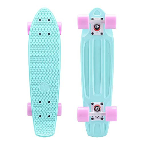 Playshion Complete 22 Inch Mini Cruiser Skateboard for Beginner with Sturdy Deck Green