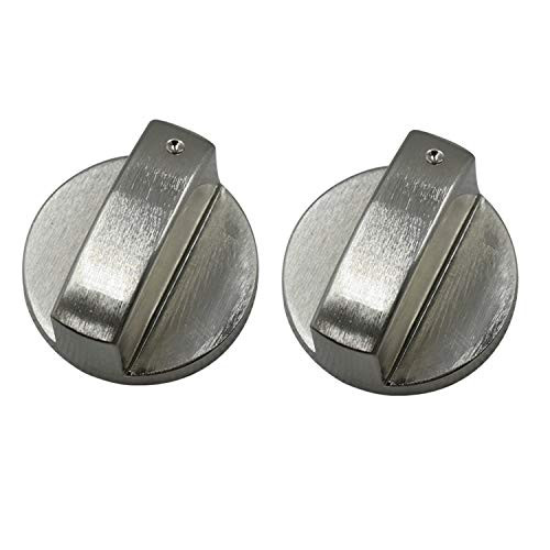 LiXiongBao 2 Pack Brushed metal Gas Stove Knobs Cooker Control Switch Range Oven Knobs Cooktop Burner Knob Gas Hob Switch Kitchen Replacement Accessories (6mm)