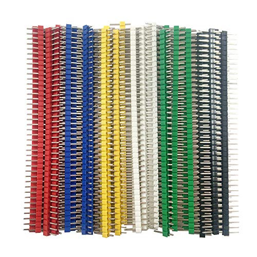 Jabinco 30 Pcs 40 pin Breakable Pin Header 2.54mm Single Row Male Header Connector Kit PCB Pin Strip for Arduino