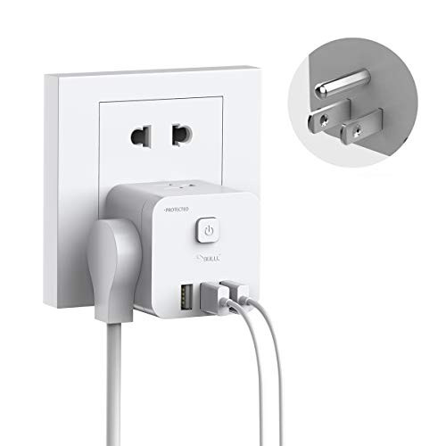 BULL Outlet Extender Surge Protector with USB, Electric Multi Plug Wall Outlet Expander with 3 AC Outlets 3 USB Ports Cube Adapter Splitter for Home & Office