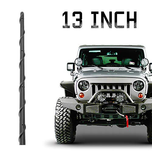 KSaAuto Short Antenna Fits for Jeep Wrangler JK JKU JL JLU Rubicon Sahara Gladiator 2007-2020 | 13 Inch Flexible Rubber Antenna Replacement | Spiral New Designed for Optimized Radio Signal Reception