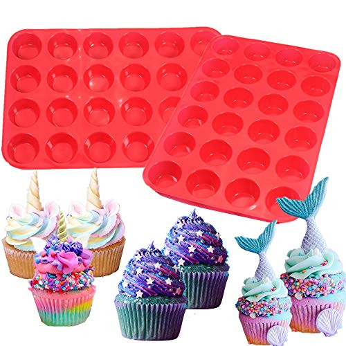 LaVenty 2 PCS Silicone Muffin Pan Cupcakes Baking Trays Cupcake Silicone Molds Cake Mold for Muffin Chocolate Baking Tools