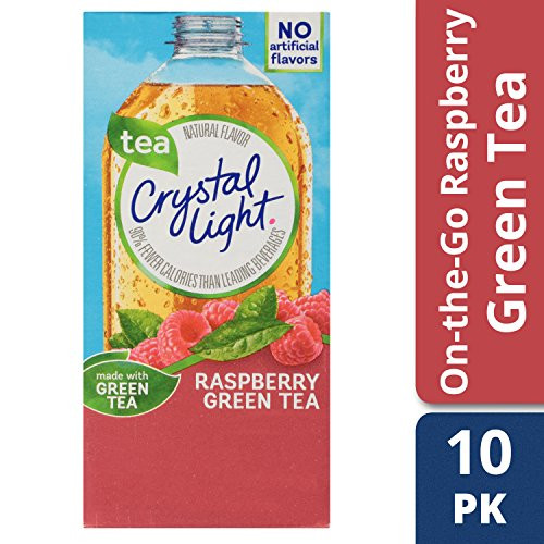 Crystal Light Drink Mix, Raspberry Green Tea, On The Go Packets, 10 Count (Pack of 12 Boxes)