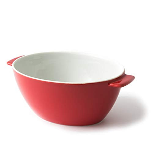 Ergonomic Bowl - Red, Japanese Pottery, Hasami Ware, Porcelain, Easy to Hold