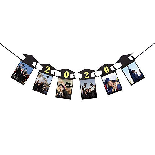 AonBon 2020 Photo Banner - 2020 Graduation Banner - Graduation Party Decor - Graduation Banner for High School, College Grad (Black)