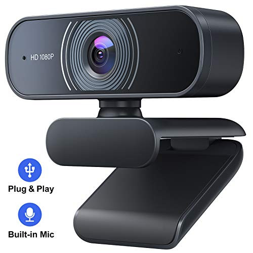 Webcam with Microphone, Crosstour 1080P HD Webcam Computer Web Camera - USB Web Cam for Laptop Desktop Mac
