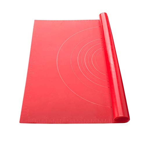 ME.FAM Silicone Mat for Baking 27.6¡±x17.7¡± Pastry Mat, Non-Stick, Heat Resistant, Food Safe Baking Mat with Measurements for Rolling Dough, Making Pizza, Pie, Macaron, Bread (Red)