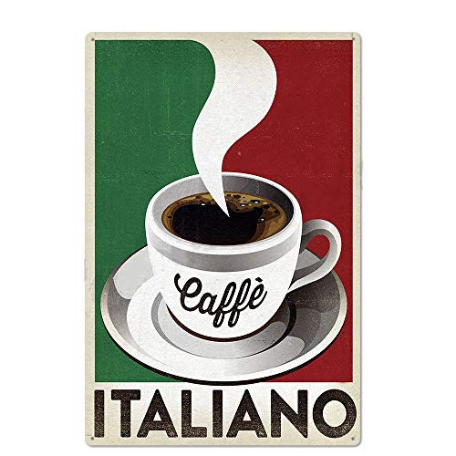 metal tin sign Caffe Italiano Coffee for Bar Cafe Garage Wall Decor Retro Vintage 7.87 X 11.8 inches