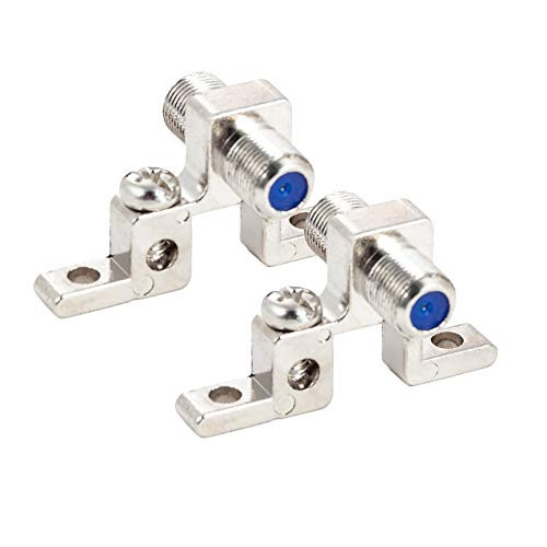 Coax Grounding Block, 2-Pack F-pin Female Single/One Port Coaxial Grounding Block 3GHz Coupler Connector RFAdapter for TV Antenna, DIRECTV, Satellite, Dish Network, RG6 Cable, Comcast, CATV