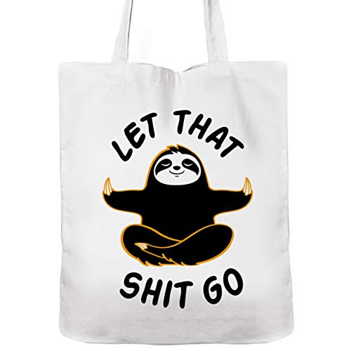 Sloth Yoga Natural 100% cotton 12 Oz Reusable Tote Bag, Funny Sloth Gifts, Book Bag. Library bag. Market bag (orange)
