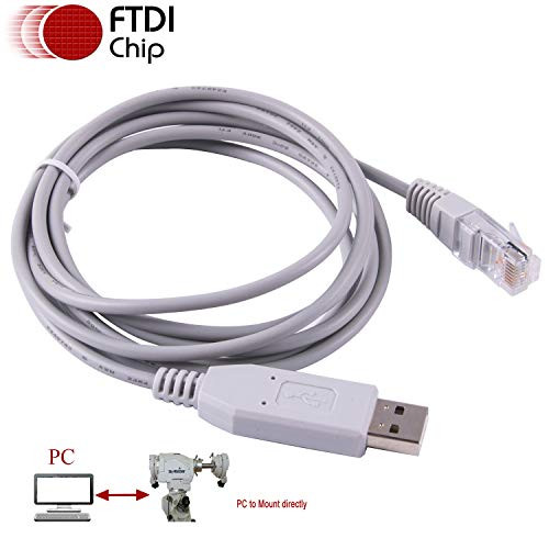 Telescopes Equatorial Mount Control Cable for Skywatcher HEQ5pro AZEQ5 AZEQ6 EQ6-R Support EQMOD ASCOM Set Up Sofware Manual Download Support Windows 10 Android (6ft/180cm, asiair or PC to Mount Grey)