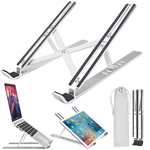 Portable Laptop Stand, Adjustable Height Aluminum Laptop Computer Stand Tablet Stand,Ergonomic Foldable Desktop Holder Mount Compatible with MacBook Air Pro, Dell XPS, HP, Lenovo More 10-15.6 Laptops