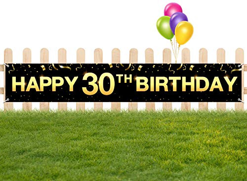 Greatingreat Large Cheers to 30 Years Banner, Black Gold 30 Anniversary Party Sign, 30th Happy Birthday Banner(9.8feet X 1.6feet) Greatingreat Large Cheers to 30 Years Banner, Black Gold 30 Anniversary Party Sign, 30th Happy Birthday Banner(9.8feet X 1.6feet)