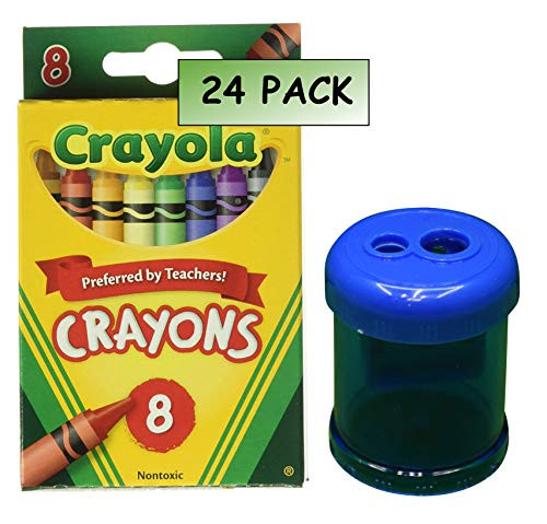 Crayola Crayons, 8 Count, Pack of 24 + Crayon Sharpener