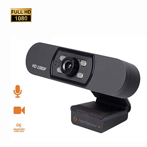 1080P Webcam, NP HD PC Webcam USB Mini Computer Camera Built-in Microphone, Flexible Rotatable Clip, for Laptops, Desktop and Gaming, Black