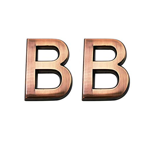 2.75 Inch Adhesive House Numbers, Mailbox Numbers, Street Door Numbers, Self-Stick Address Signs for Apartments, Double Bronze Letter B