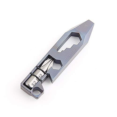 TITANER Pry Bar Titanium Lightweight Multi Tool Outdoor Bottle Opener Adjustable Screwdriver Wrench Tool EDC Gear Keychain Tools (Blue)