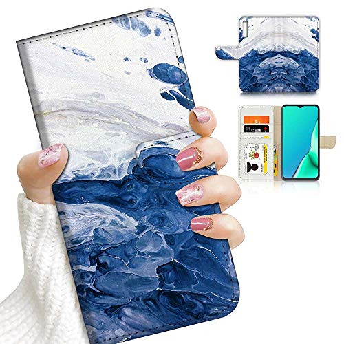for Samsung A50, Galaxy A50, Designed Flip Wallet Phone Case Cover, A23156 Blue Marble 23156