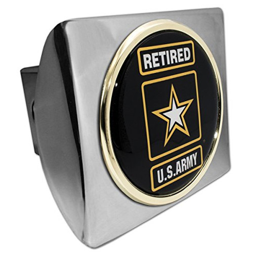 Elektroplate Army Retired Emblem on Chrome Hitch Cover Elektroplate Army Retired Emblem on Chrome Hitch Cover