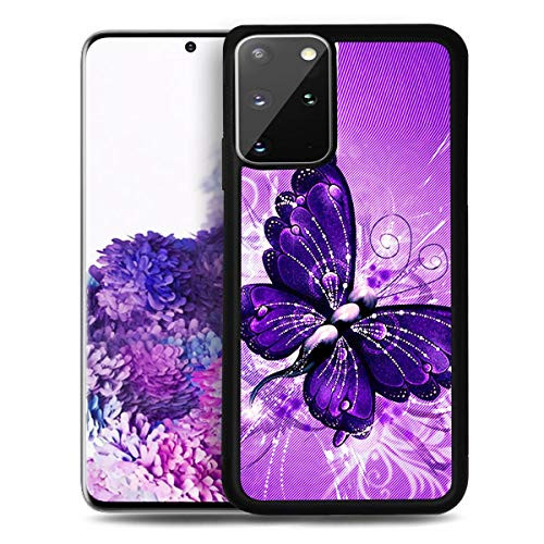 for Samsung S20+, Galaxy S20 Plus, Durable Protective Soft Back Case Phone Cover, HOT12122 Purple Butterfly 12122