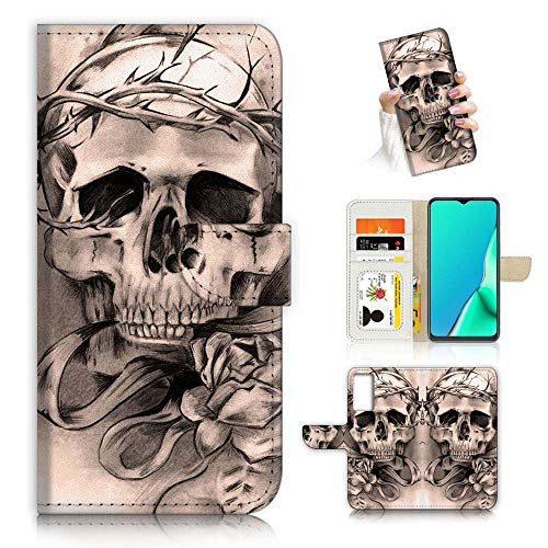 for Samsung S20+, S20 Plus 5G, Designed Flip Wallet Phone Case Cover, A21692 Skull