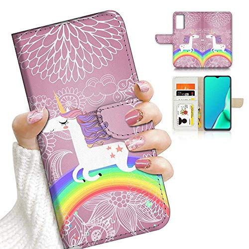 for Samsung A51, 4G Only, Designed Flip Wallet Phone Case Cover, A21940 Rainbow Unicorn Horse 21940