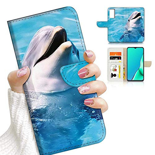 for Samsung A71, 4G Only, Designed Flip Wallet Phone Case Cover, A8204 Blue Sea Dolphin 8204