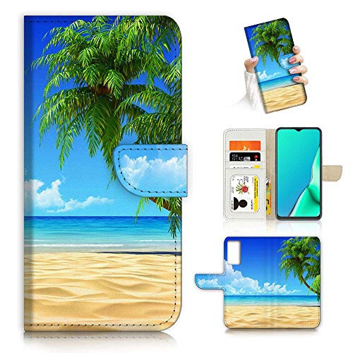 for Samsung A71, 4G Only, Designed Flip Wallet Phone Case Cover, A20101 Beach Sea Sky 20101