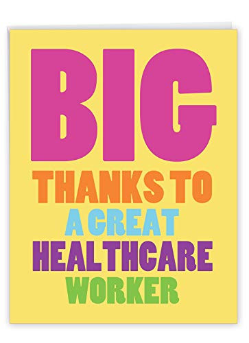 NobleWorks, Great Healthcare Worker - Funny Thank You Card Greeting Card (8.5 x 11 Inch) - J3722TYG-US