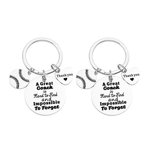 FY 2 Pcs Softball Coach Keychain Great Coach is Hard to Find and Impossible to Forget Keychain Gift for Softball Coach Thank You Keychain Softball