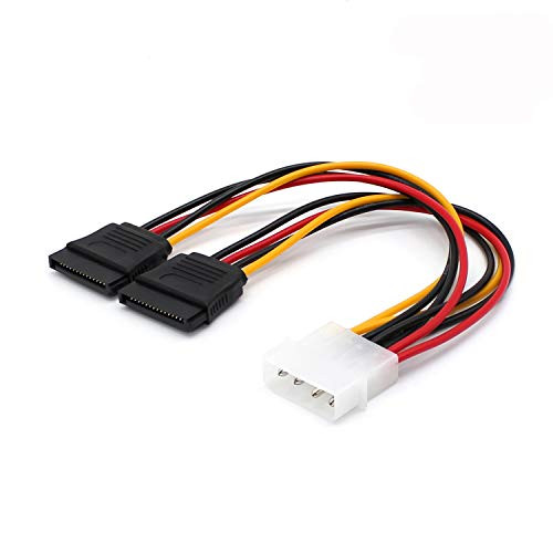 3 Pack Molex 4 Pin to Dual SATA 15 Pin Power Y Splitter Cable Adapter Hard Drive HDD SSD Cable 7.9 inch