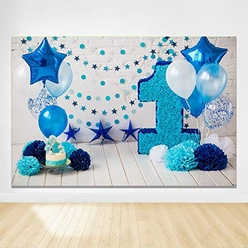 Felizotos Boy First Birthday Photography Backdrop Blue 1st Birthday Party Newborn Decorations Photo Studio Background 6x4ft