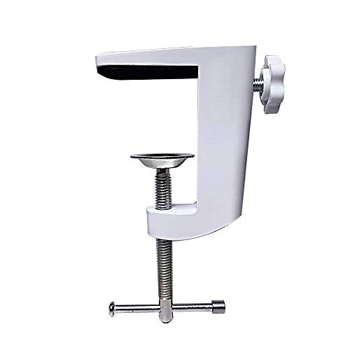 ALISR Universal C-Clamp, Aluminum Support Clamp Desktop Mount Holder Stand, for desks, carts, Benches, worktables, or Other Table-Like Surfaces. Fits up to 2.25"/5.71cm Desktop Thickness-White