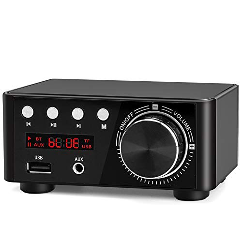 Facmogu Mini Bluetooth Power Amplifier, 100W BT 5.0 Digital Power Audio Amplifier - Wireless Receiver Stereo Home Car Audio Player TF USB (Black)