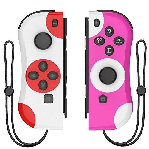 Wireless Switch Joycon Controller for Nintendo Switch Joy Con (L/R) with Wrist Strap Compatible Switch Console with Nintendo Switch as a Joy Pad Controllers Replacement (White and Pink)