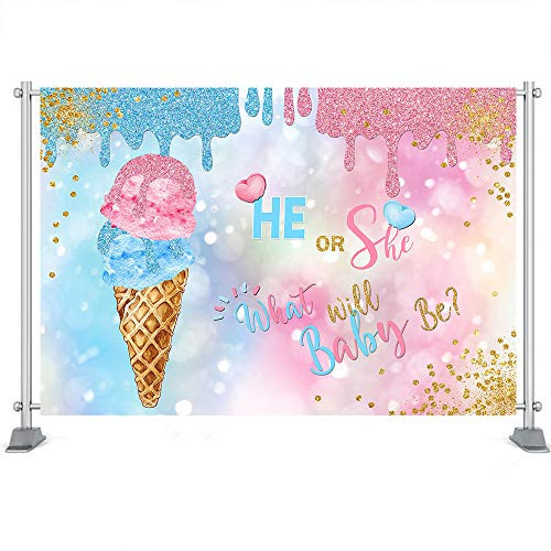 Avezano She Or He What's The Scoop Backdrop Pink or Blue Ice Cream Gender Reveal Party Decoration Baby Shower Vinyl Background Supplies (5x3ft) Avezano She Or He What's The Scoop Backdrop Pink or Blue Ice Cream Gender Reveal Party Decoration Baby Shower Vinyl Background Supplies (5x3ft)
