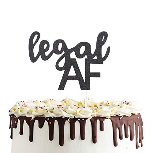 Legal AF Cake Topper,Finally Legal Cake Topper Double Sided Black Glitter 18th 19th 21st Birthday Party Decorations Legal AF Cake Topper,Finally Legal Cake Topper Double Sided Black Glitter 18th 19th 21st Birthday Party Decorations