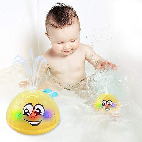 Bath Toys, Water Spray Toys for Kids Baby Bath Toys for Toddlers LED Light Up Bathtub Toys for Toddlers Sprinkler Bath Toy Baby Shines Bath Toy Baby Toys-Yellow