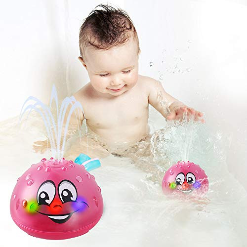 Bath Toys, Water Spray Toys for Kids Baby Bath Toys for Toddlers LED Light Up Bathtub Toys for Toddlers Sprinkler Bath Toy Baby Shines Bath Toy Baby Toys-Red