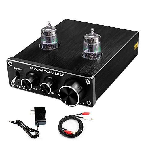 FX AUDIO Home Audio GE5654 Tube PreampSound Quality Upgrade Electronic Hi-Fi Stereo Vacuum Tube Preamplifier with Bass & Treble Control DC12V Power Supply for Home Audio Player (Black)