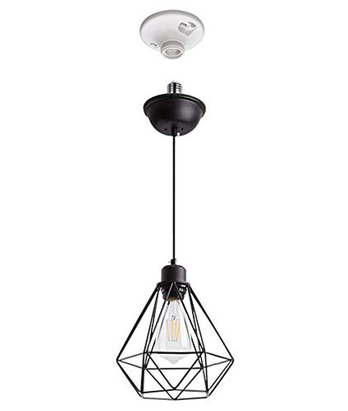 LHLYCLX Instant Pendant Light, Black Geometric Hanging Ceiling Light Fixtures, Industrial Cage Pendant Lighting for Kitchen Island (B) LHLYCLX Instant Pendant Light, Black Geometric Hanging Ceiling Light Fixtures, Industrial Cage Pendant Lighting for Kitchen Island (B)