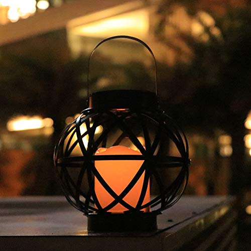 Afirst Solar Lantern Outdoor Hanging Lantern-Waterproof Flickering Flameless LED Candle Solar Powered Lights for Garden Table Outdoor Decor