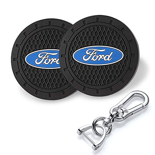 YANGYI 2.75 Inch Car Interior Accessories for Ford Cup Holder Insert Coaster - Silicone Anti Slip Cup Mat for Ford Focus Fusion Mustang Explorer Ecosport Escape F-150(2 Pack)