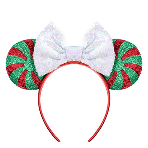 Mouse Ears Bow Headbands Glitter Party Princess Decoration Cosplay Costume for Girls & Women Christmas White Mouse Ears Bow Headbands Glitter Party Princess Decoration Cosplay Costume for Girls & Women Christmas White
